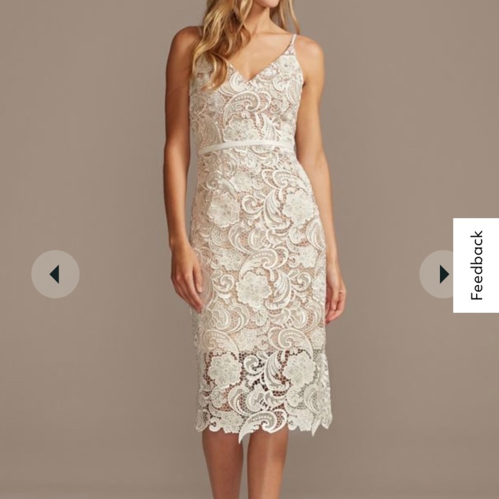 Crochet lace overlay midi spaghetti strap dress